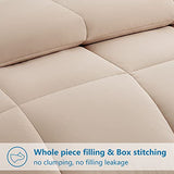 EASELAND Twin Size Down Alternative Comforter - Quilted Duvet Insert for All Seasons, Soft Lightweight with Corner Tabs, Summer Winter Warm Bedding, Beige 64×88 Inches EASELAND
