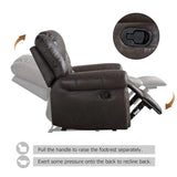 CANMOV Leather Recliner Chair, Classic and Traditional Manual Recliner Chair with Comfortable Arms and Back Single Sofa for Living Room, Dark Grey