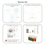 Looples Embroidery Kit for Beginners and Adults with Video Tutorials – DIY Starter Kit with 3 Stamped Floral Patterns, Hoops, Threads, Needles, and Instructions (Gnomes, Ornaments & Holiday Wreath)
