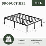 Full Size Bed Frame, 14 Inch Metal Platform Bed Frames with Heavy Duty Steel Slat Support, No Box Spring Needed, Easy Assembly, Under Bed Storage SageNest