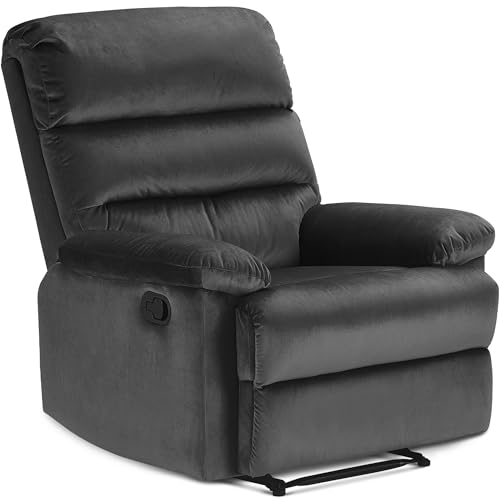 Click365 Davis Graphite Gray Recliner Chair, Upholstered Push-Back Recliner with Padded Arms, Living Room Lounge Chair for TV, Reading or Gaming