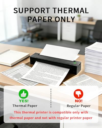 NDYIN Portable Printer Wireless for Travel, D80 Thermal Printer, Inkless Printers, Compatible with iOS, Android, Laptop, Supports 8.5" x 11" US Letter & A4 & A5 for Home Use, Office, Vehicles, Black NDYIN