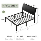 Feonase Full Size Bed Frame with Ergonomic Storage Headboard & Charging Station, LED Platform Bed Frame, Heavy Duty Metal Slats, No Box Spring Needed, Easy Assembly, Black Feonase