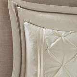 Madison Park Essentials Room in a Bag Faux Silk Comforter Set - Luxe Diamond Tufting All Season Bedding, Matching Curtains, Decorative Pillows, Ivory King(104"x92") 24 Piece Madison Park