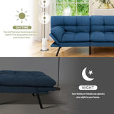 Vipbear 71" Futon Sofa Bed - Convertible Sofa Beds/Adjustable Backrest & Armrest, Comfy Loveseat Sleeper for Small Spaces, Apartments & Offices,Linen Fabric Blue Futons Vipbear
