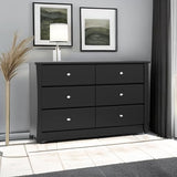 Storkcraft Crescent 6 Drawer Double Dresser (Black) – GREENGUARD Gold Certified, Dresser For Nursery, 6 Drawer Dresser, Kids Dresser, Nursery Dresser Drawer Organizer, Chest of Drawers STORKCRAFT