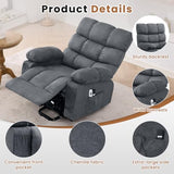 KWKSV Power Lift Recliner Chair for Elderly with Heat and Massage, Electric Recliners Single Sofa with Side Pocket and USB Charge Port for Living Room and Bedroom Comfort