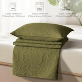 WURUIBO Olive Green Quilt Set Twin Size, Embossing Microfiber Bedspreads with Pillow Sham, Ligthweight Breathable Thin Coverlet, Reversible Bedding Set for All Season (1 Quilt, 1 Pillow Sham) WURUIBO