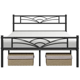 Yaheetech Queen Size Bed Frames Metal Platform Bed Mattress Foundation with Cloud-Inspired Design Headboard/Footboard/Ample Under Bed Storage/No Box Spring Needed/Black Yaheetech