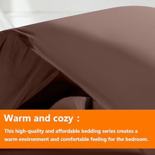 TAIMIT Brown Twin Size Comforter Set - 5 Pieces, Bed in a Bag Bedding Sets with All Season Soft Quilted Warm Fluffy Reversible Comforter,Flat Sheet,Fitted Sheet,1 Pillow Shams,1 Pillowcases TAIMIT