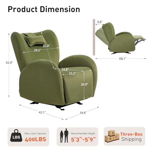 EONIX Stylish Power Glider Rocker Recliner Chair, Dual Motor Independently Controlled Footrest and Backrest, Detachable Headrest, Lazy Boy Recliner for Living Room, SXXY010041, Olive Green