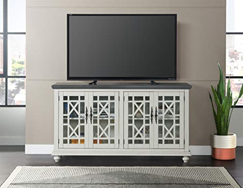 Martin Svensson Home Elegant TV Stand, 63" W x 35" H, White with Grey Top