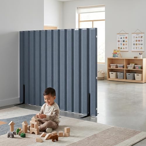 Angeles 48" x 6' Quiet Divider With Sound Dampening Panels, Freestanding Room Divider Wall, Gray Angeles