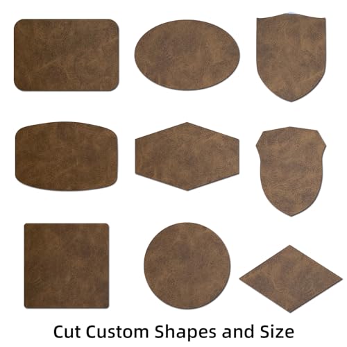Laserable Leatherette Sheets with Heat Press Adhesive Backing Iron On Hat,Blank Faux Leather Patches for Laser Engraving,Engravable/Engraver Leather Material/Accessories(Rustic Brown-5 Large Pieces) TWIG