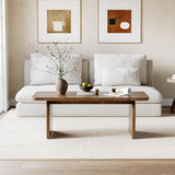 LITTLE TREE Farmhouse Coffee Table, 47 Inches Wooden Center Tables with Rounded Corners, Rectangular Living Room Tables, Modern Low Cocktail Tea Furniture for Living Room (Rustic Brown) LITTLE TREE