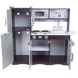 Kitchen Playset for Kids Ages 3-8, Wooden Pretend Play Kitchen, Incloud Telephone, Ice Maker, Refrigerator, Dimensions: 35” H x 31” W x 12” D KIDS TOYLAND