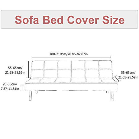 MIFXIN Armless Sofa Bed Cover Stretch Spandex Futon Slipcover Folding Couch Non-Armrest Sofa Furniture Protector for 3 Seater Full Size Black Folding Sofa Bed Without Armrests (Printed-01) MIFXIN