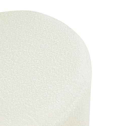 HomePop Upholstered Round Ottoman Home Décor|Foot Rest Ottoman - Cream Boucle 17.5 * 17.5 inch HomePop