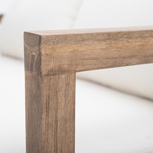 Merax 2-Piece Outdoor Acacia Wood Loveseat Sofa Couch with Coffee Table,Patio Furniture Conversation Set for Backyard Merax