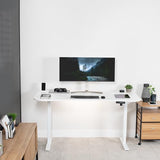 VIVO Electric Height Adjustable 71 x 30 inch Memory Stand Up Desk, White Table Top, White Frame, Standing Workstation with Preset Controller, 1B Series, DESK-KIT-1W7W VIVO