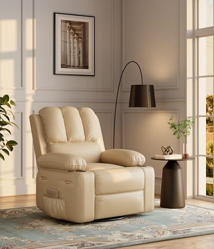 MegaChoice Oversized Manual Recliner Chair, Adjustable Home Theater Seating with Lumbar Support & Footrest, PU Leather Lounge Chair with Side Pocket for Living Room, Bedroom, Nursery