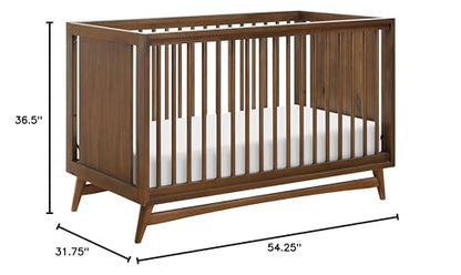 Babyletto Peggy 3-in-1 Convertible Crib with Toddler Bed Conversion Kit in Natural Walnut, Greenguard Gold Certified