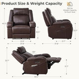SITJOY Pet Friendly Leather Power Recliner Chair, Zero Wall Hugger RV Recliners with Power Headrest, Charging Ports, Side Pockets, Down-Filled, Scratch Resistant Waterproof Faux Leather in Dark Brown