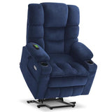 MCombo Large Triple Motor Power Lift Recliner Chair with Massage and Dual Heating, Adjustable Headrest for Tall Elderly People, Fabric 7634 (Navy Blue, Large) MCombo