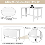 GDFStudio Marford 47" Extendable Dining Table, Modern Rectangular Kitchen Dinner Table for 4 with Drop Leaf, Wooden Dining Furniture for Kitchen Office Conference Room, Console Dining Table, White GDFStudio