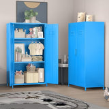 erosoei 2 Door 51.3" Metal Locker Storage Cabinet Steel Kids Wardrobe Changing Room Locker Cabinet Box with 2 Adjustable Shelves Steel Locker File Cabinet Organizer for School Gym Home Office erosoei