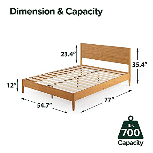 ZINUS Allen Mid Century Solid Wood Platform Bed Frame - No Box Spring Needed, Easy Assembly, Full Size, Brown - WoodArtSupply