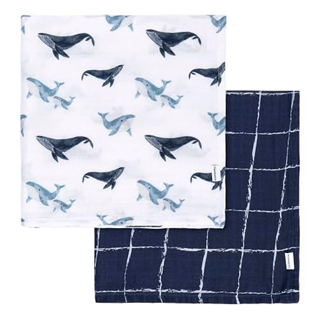 Gerber Baby Unisex 2-Pack Muslin Blanket, Coastal Calm, One Size Gerber