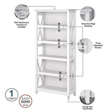 Bush Furniture Key West 5-Shelf Tall Bookcase Set in Pure White Oak for Elegant Storage Solutions Bush Business Furniture