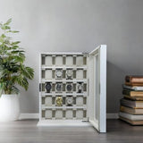 TimelyBuys 20 Piece White Wood Watch Display Wall Hanging Case and Storage Organizer Box and Stand for Oversized Watches TIMELYBUYS