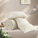 Andency Queen Comforter Set Beige, 3 Pieces Queen Size Comforter Sets Boho Cream Solid Bedding Set & Collections, All Season Tufted Farmhouse Bed Comforter Set (90x90 in Comforter & 2 Pillowcases) Andency