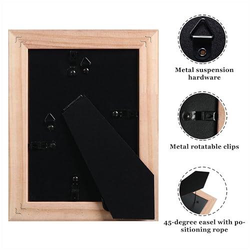 CORE ART 5x7 Picture Frame, Handmade Wood Rustic Red Photo Frame Set of 2, High Definition Semi-tempered Glass Wall or Tabletop Display CORE ART