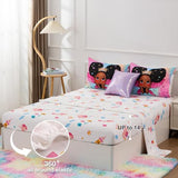 A Nice Night Black Girl Princess with Wings Comforter Set,Pink Gradient Glitter Rainbow Galaxy 6pcs Kids Bedding Set,Twin A Nice Night