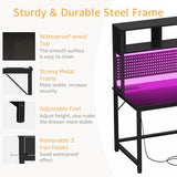 DLisiting Black Gaming Desk with Hutch and Pegboard - 47 Inch Gaming Desk with Shelves Storage Power Outlets, Computer Teen Work Study Writing Desks for Bedroom Home Office DLisiting