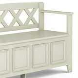 Amherst Solid Wood 48-Inch Entryway Storage Bench in Antique White SIMPLIHOME