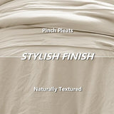 CozyLux King Size Comforter Set Beige, 7 Pieces Soft Pinch Pleat Bed in a Bag King Comforter Set with Sheets, Boho Bed Set with Down Alternative Comforter, Sheets, Pillowcases & Shams CozyLux
