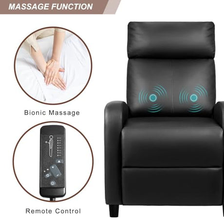Devoko Massage Recliner Chair Home Theater Seating Pu Leather Modern Living Room Chair Furniture with Padded Cushion Reclining Sofa Chairs (Black) Devoko