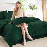 CozyLux Queen Size Comforter Sets - 7 Piece Bed in a Bag Emerald Green Comforter Set with Sheets Queen Bed Set All Seasons, Bedding Set with Down Alternative Comforter, Sheets, Pillowcases & Shams CozyLux