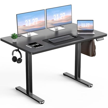 Zelimon Adjustable Standing Desk Electric Sit to Stand Up Desk 48"× 24" Memory Small Home Office Desk with Quiet Motor, Black - WoodArtSupply