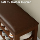 Homleke Shoe Rack Bench with Flip-Top Storage, Solid Wood Entryway Bench with Cushion, Adjustable Shelf, for Hallway, Mudroom, Closet – Walnut, 31.5" Homleke