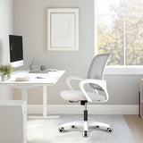 NEO Chair Office Desk Ergonomic Mesh Computer Chair with Lumbar Support Adjustable Height Swivel Rolling Wheels Comfy Mid Back Task Chair for Home Bedroom Vanity Study (Ivory) NEO CHAIR