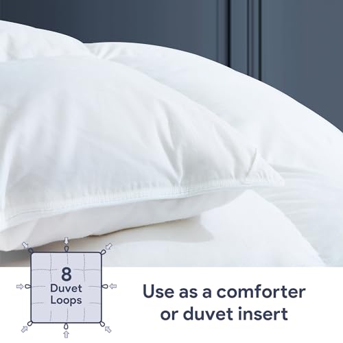 Maple&Stone California King Feather Down Comforter All Season White Down Duvet Insert Ultra Soft 100% Cotton Cover Fluffy Cal King Comforter 108 x 98 Inches Maple&Stone