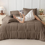 JOLLYVOGUE Queen Comforter Set, Ultra-Soft Bed in a Bag Queen Size 7 Pieces, Oeko-TEX Certified Bedding Set with Down Alternative Comforter, Sheets, Pillowcases & Shams, Brown JOLLYVOGUE