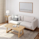 Plank+Beam Classic Rectangular Coffee Table, 48 Inch Farmhouse Coffee Table, Mini Center Tables for Small Spaces, Small Living Space Tea Table, Blonde Wirebrush Plank+Beam