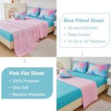 PERFEMET Pink Green Girls Twin Comforter Set, 6 Pieces Colorful Rainbow Kids Bedding Sets, Tie Dye Ombre Glitter Bed in A Bag Comforter Set with Sheets PERFEMET