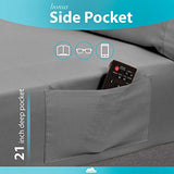 DREAMCARE Twin XL Sheet Sets – 3pcs Cooling Sheets – up to 21” Extra Deep Pocket Twin XL Sheets Set – Hotel Luxury Sheets & Pillowcases – Superior Softness 100% Fine Microfiber with Side Pocket – Gray DREAMCARE
